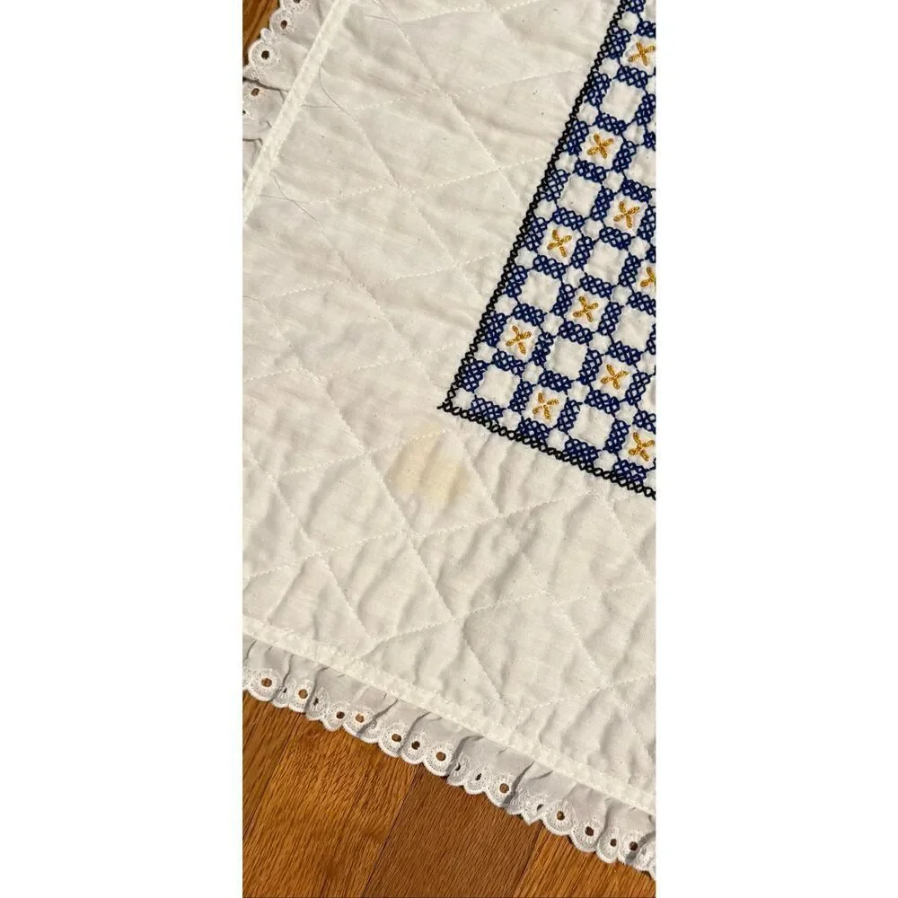 Vintage Mother Goose Cross Stitch Baby Crib Blanket Cottagecore
